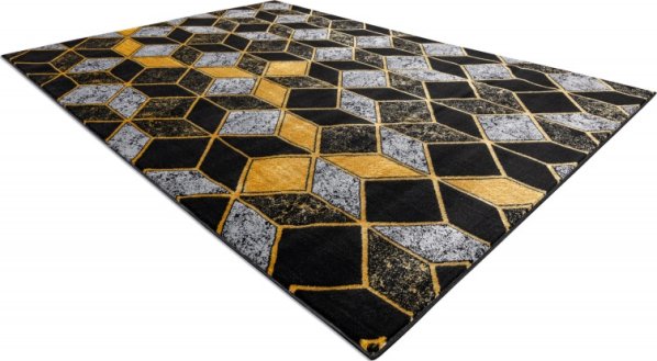 Kusový koberec Gloss 400B 86 3D geometric black/gold