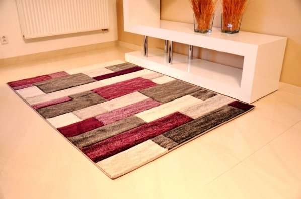 Kusový koberec Rumba 8424A grey/aubergine, 133x190 cm