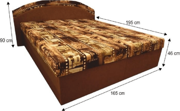 Manželská postel CHINET s úložným prostorem a matrací 165x195 cm