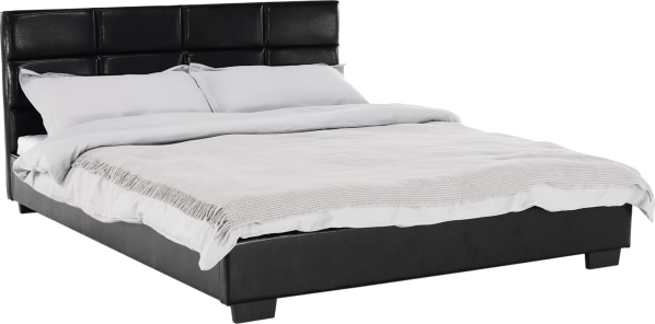 Manželská postel s roštem, 160x200, černá textilní kůže, MIKEL BEST