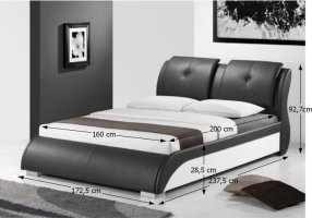 Manželská postel s roštem TORENZO, ekokůže černo/bílá, 160x200cm