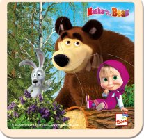 Máša a Medvěd puzzle se zajícem 15x15cm