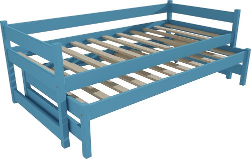 Modrá postel s výsuvnou přistýlkou DPV003-90