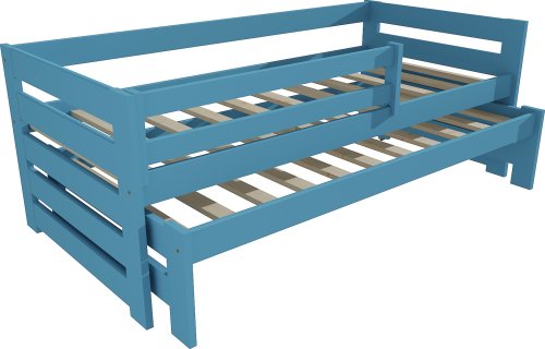 Modrá postel s výsuvnou přistýlkou DPV007-90