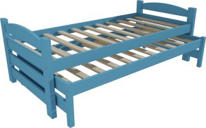 Modrá postel s výsuvnou přistýlkou DPV009-90
