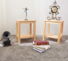 Noční stolek FOSIL, dřevo / přírodní