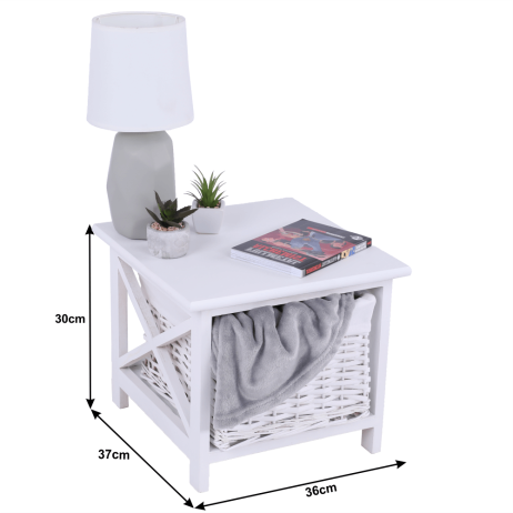Noční stolek RAFAELLO, 1 košík, bílá