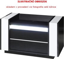 Noční stolek s LED osvětlením LINN, bílá/černý lesk