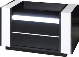 Noční stolek s LED osvětlením LINN, bílá/černý lesk