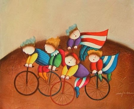 Obraz - Děti na kolech