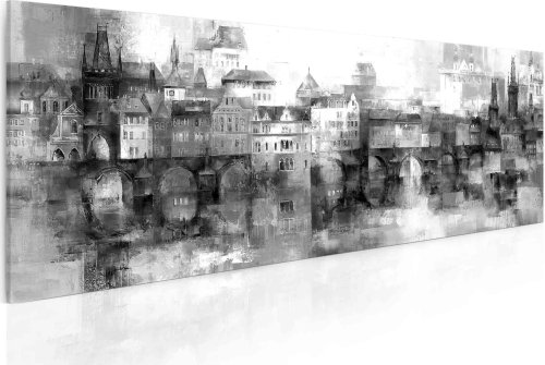 Obraz Pražské panorama - černobílé 150x60 cm