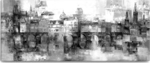 Obraz Pražské panorama - černobílé 150x60 cm