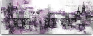Obraz Pražské panorama - fialové 100x40 cm