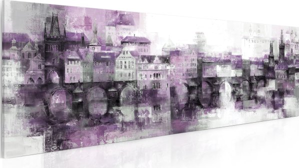 Obraz Pražské panorama - fialové 120x50 cm