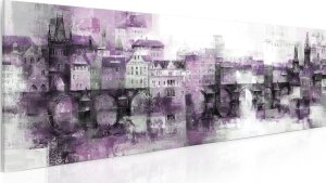Obraz Pražské panorama - fialové 75x30 cm