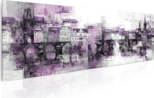 Obraz Pražské panorama - fialové 75x30 cm