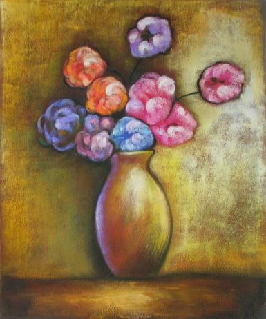 Obraz - Váza s barevnými květy