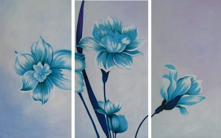 Obrazový set - Tři modré květy