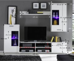 Obývací stěna, s osvětlením, bílá/čiré sklo, FRONTAL 1