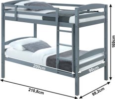 Patrová postel Fogi, šedá