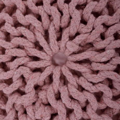 Pletený taburet Mercerie 1, bavlna pudrově růžová