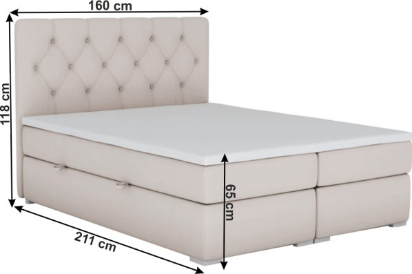 Boxspring postel Paen 160x200, béžová