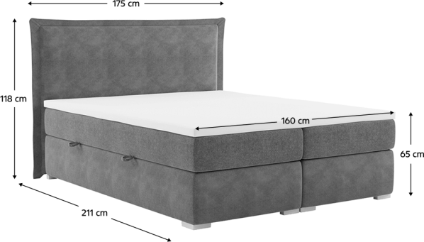 Boxspring postel Aning 160x200, šedá