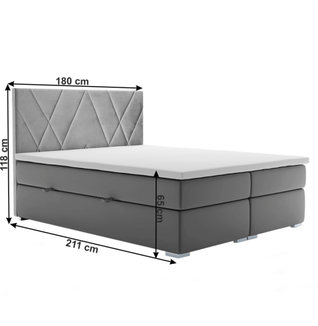 Boxspring postel Potpi 180x200, šedá