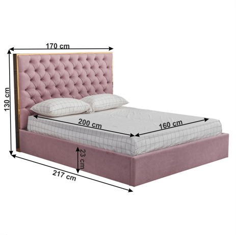 Starorůžová postel Majolt 160x200