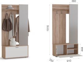 Předsíňová stěna SMART bílá dub sonoma