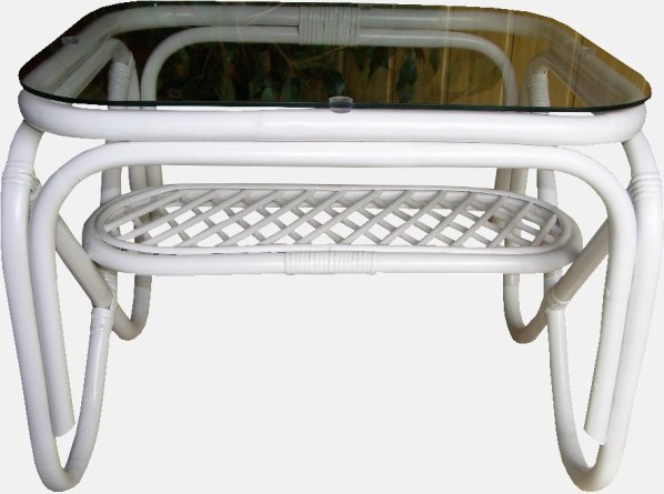 Ratanový obývací stolek COLUMBUS - bílý ratan