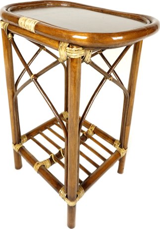 Ratanový odkládací stolek - tmavý med