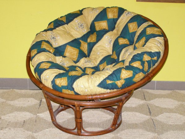 Ratanové křeslo Papasan, tmavé, průměr 110 cm