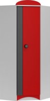Rohová šatní skříň SPEED ABS 27 bílá | grafit | červená