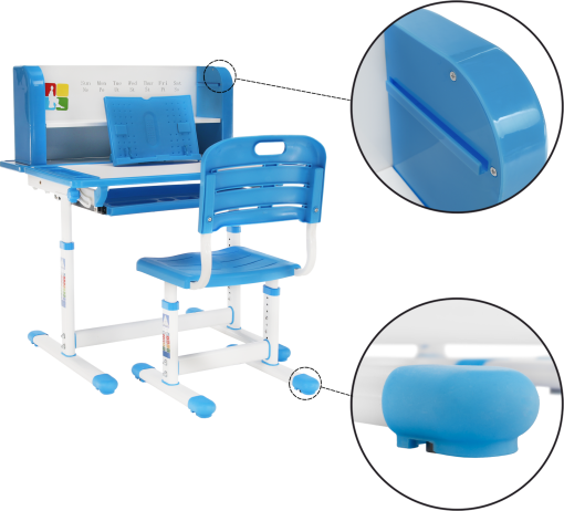 Rostoucí psací stůl a židle Creativ modrá/bílá