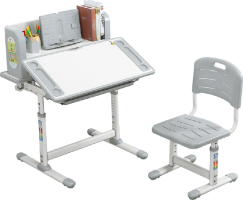 Rostoucí psací stůl a židle Creativ šedá/bílá