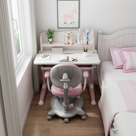 Rostoucí psací stůl Desiroom růžová/bílá