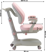 Rostoucí židle s podnožkou Comfyfurn šedá/růžová