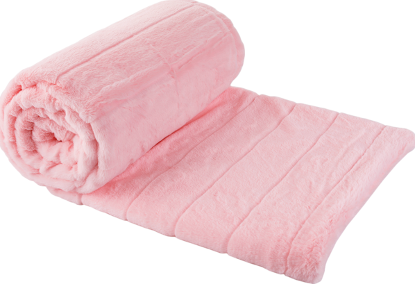 Růžová plyšová deka s pruhy 150x200 cm