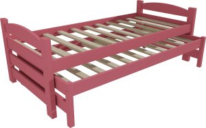 Růžová postel s výsuvnou přistýlkou DPV009-90