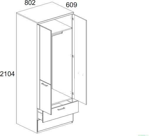 Šatní skříň DOORSET 2D2S