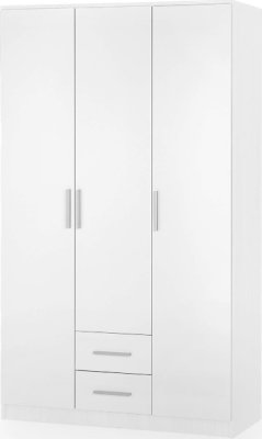 Bílá šatní skříň LIMA S3