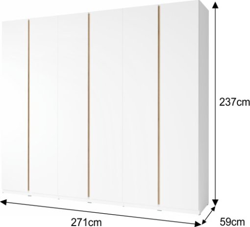 Šatní skříň PIETRO 6-dveřová, bílá / dub divoký