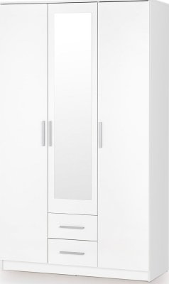 Šatní skříň se zrcadlem LIMA S3, bílá