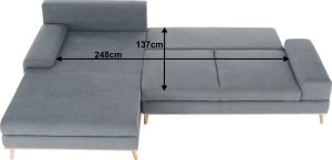 Rohová sedací souprava Granaio, levá rozkládací šedá