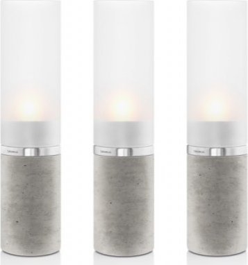 Set 3 ks svícnů na čajovou svíčku Faro, beton, sklo