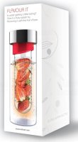 Skleněná láhev s infuserem ASOBU Flavour It red/silver 480ml