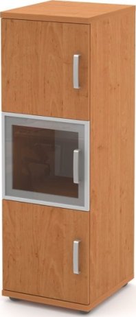 Skříň střední úzká 2-dveřová + 1 alurám a sklo