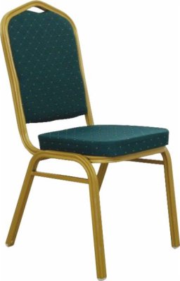 Stohovatelná židle ZINA NEW, látka zelená / matný zlatý rám