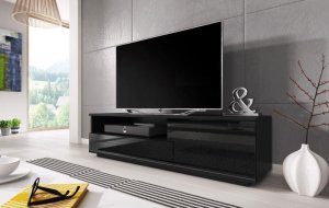 Televizní stolek Muza, černá-černý lesk